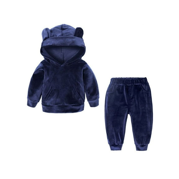 CradlePlanet Babies Toddlers Boys Velvet Nightwear Casual Valour Outfit Set With Hoodie & Pant