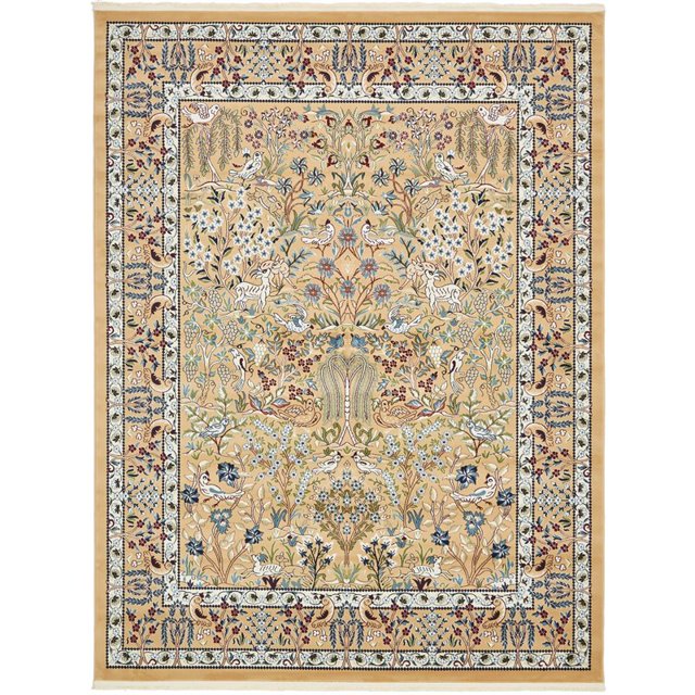 Unique Loom Tapis de Chasse Texturé Narenj 8' x 10' Rectangle Beige/bleu
