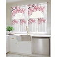 thumbnail image 4 of Pink Floral Kitchen Curtains Swag Valance and Tier Curtains Set 36 Inch Length, Modern Cherry Flower Rod Pocket Drape Panels Pair Swag Curtains for Bathroom/Cafe/Window, 4 of 6