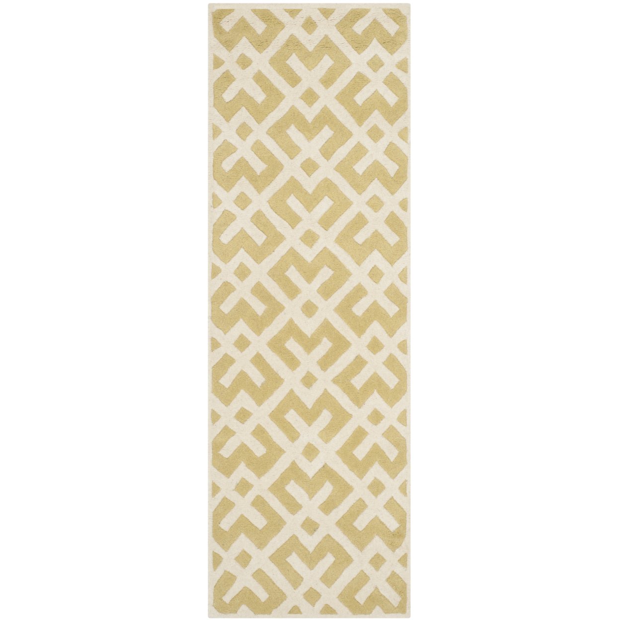 SAFAVIEH Chatham Jackson Geometric Wool Area Rug, Light Gold/Ivory, 8' x 10'