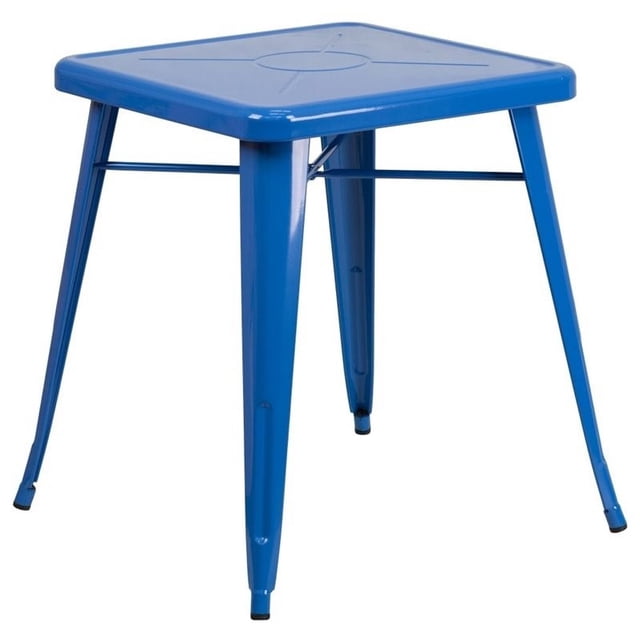Flash Furniture 28" Square Metal Cafe Dining Table in Blue