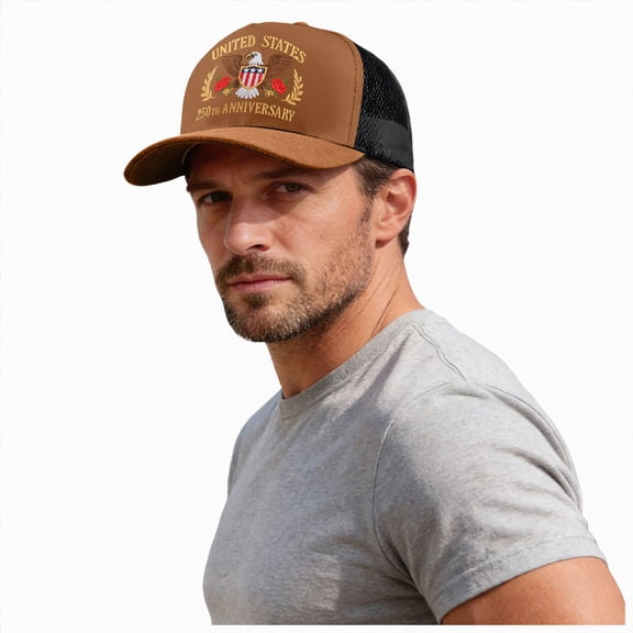 NIEWTR American 250th Anniversary Adjustable Baseball Cap Embroidered Patriotic Hat for Men Women Kids 250 Anniversary Usa Hat(A-Brown,One Size)