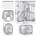 thumbnail image 3 of Abstract Line Art Design Bathroom Accessory Curtain Sets Bath Curtain Anti-Slip Mats and Toilet Pad 66x72in, 3 of 8
