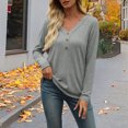 thumbnail image 4 of ClodeEU Womens Long Sleeve Shirts, V Neck Button Henley T Shirts ,Casual Pullover Lightweight Tunic Blouse Gray,Womens Plus M, 4 of 8