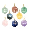 thumbnail image 2 of Natural Crystal Faceted Quartz Flat Hexagonal Pendant Pentagram Chakra Gemstone, 2 of 6