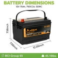 thumbnail image 3 of Anlibatt BCI Group 65 Battery, AGM 12 Volt Rechargeable Automotive Batteries for Car, 750CCA 70Ah 120RC, Maintenance Free, 3 of 7