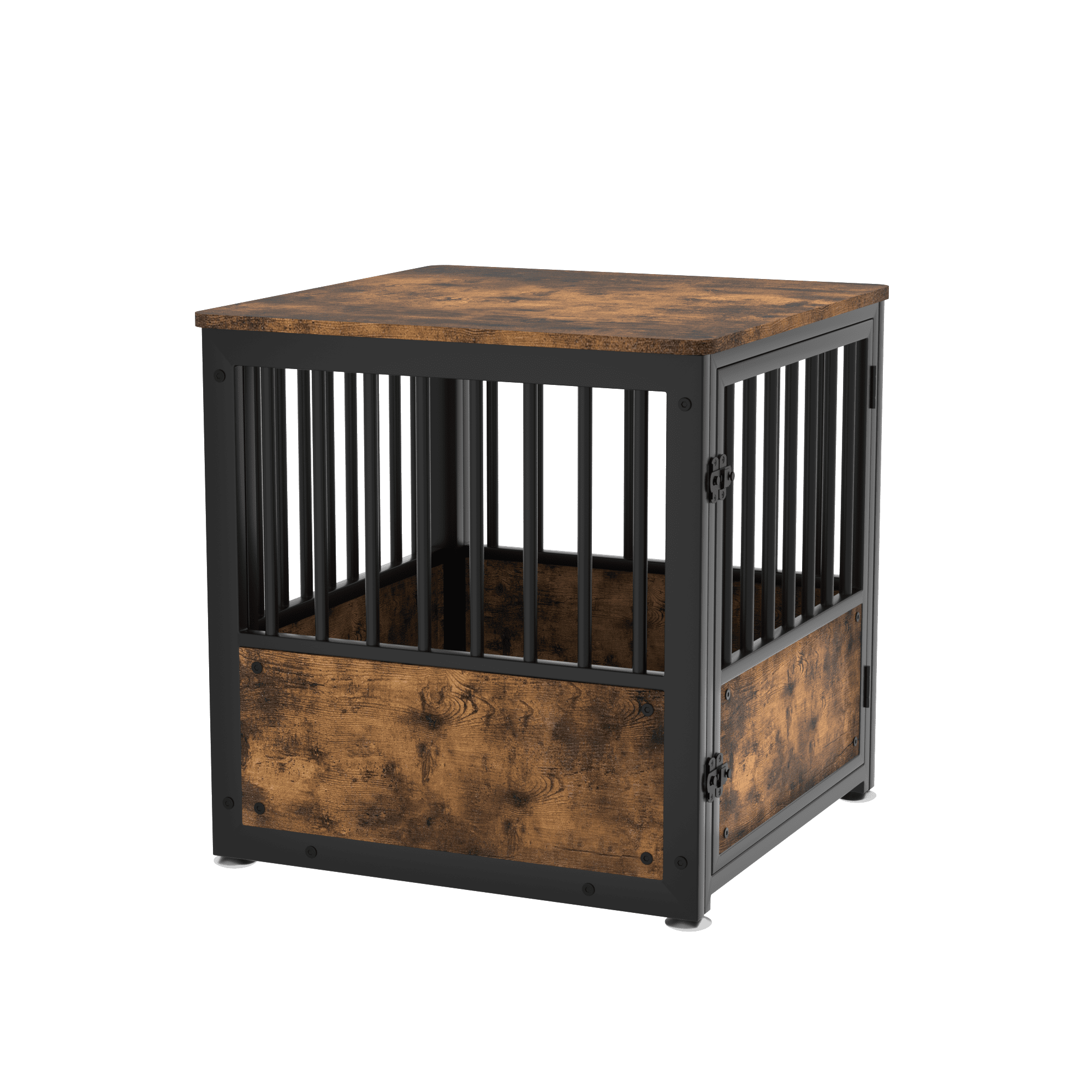 23.6" Square Shaped Dog Crate Furniture for Small Dogs, Wood Cage Kennel Pet House Brown End