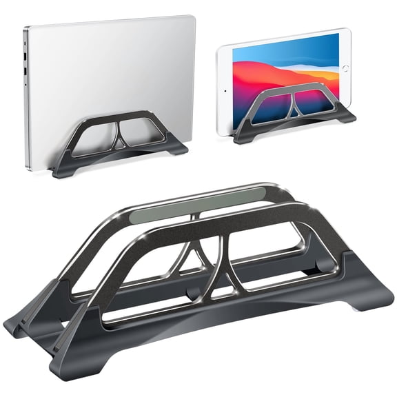 Vertical Laptop Stand, Automatic Grabbing Notebook Stand, Space-Saving Adjustable Vertical Laptop Holder Stand for Laptops and Tablets(Black)