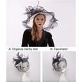 thumbnail image 2 of Women Derby Church Hat Organza Flower Wedding Tea Party Fascinator Hat Wide Brim Sun Hat, 2 of 6