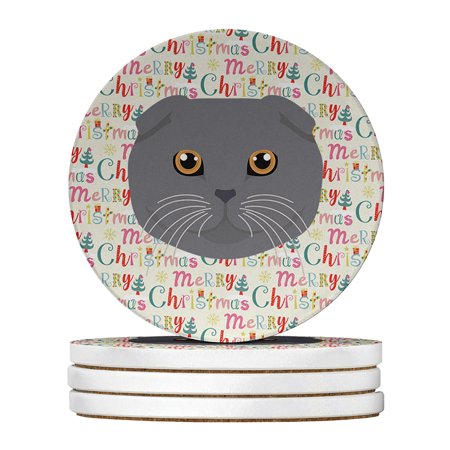 

Scottish Fold Cat Christmas Large Sandstone Coasters Pack of 4 4 in x 4 in