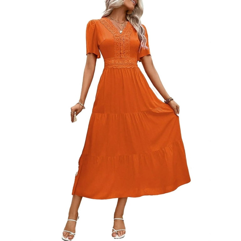 Burnt orange casual best sale dress