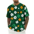thumbnail image 2 of JURANMO Chemise Homme Saint-Patrick Été 2025 Manches Courtes T-Shirts Mode Imprimé Trèfle Hauts Décontractés Col Rond Chandail Vert G Prime Aujourd'hui, 2 of 6