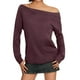 thumbnail image 1 of Blusa de manga larga con hombros descubiertos para mujer - Camiseta informal de verano de color liso, 1 of 6