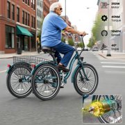 MOONCOOL Adult 24/26 Unisex 3-Wheel Tricycle, 700W Peak Motor, 7 Speeds, 36V 10.4Ah Removable Lithium Battery, 16MPH Max Speed, 40 Miles Range