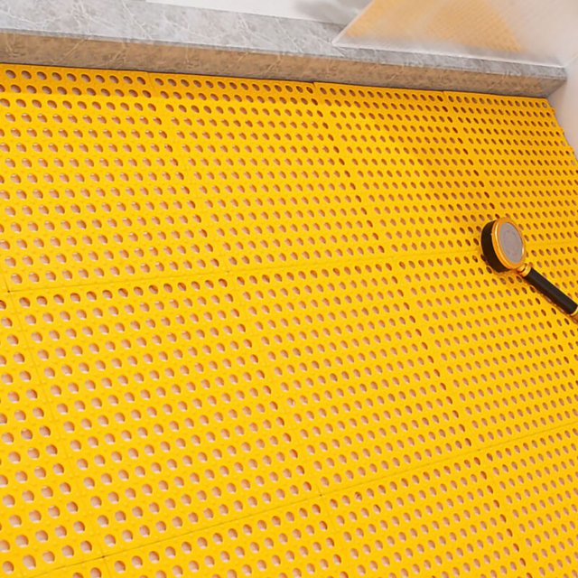 10 piezas Alfombrilla de piso con ventosa Alfombra de baño de mosaico de plástico antideslizante para cocina Baño Amarillo