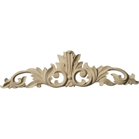 

Ekena Millwork 12 1/4 W x 3 1/4 H x 1/4 D Small Green Leaf Center with Scrolls Alder