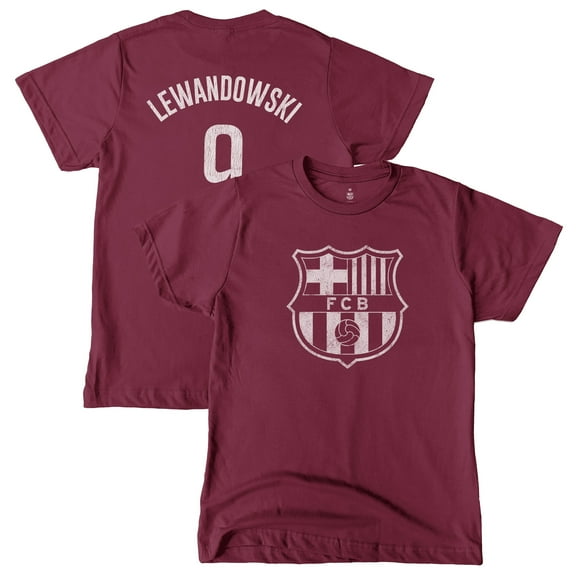 Youth 1863FC Robert Lewandowski Maroon Barcelona Player T-Shirt