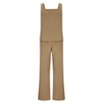thumbnail image 5 of mihongmao 2 Piece Lounge Set Women Jogger Sets 2PC Fashion Woman Round Neck Sleeveless Blouse +Loose Pockets Pants Sets Khaki XL, 5 of 8