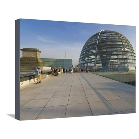Flat Roof Terrace Tourists on the Roof Terrace of the Famous Reichstag Parliament Building, Berlin, Germany Stretched Canvas Print Wall Art By Neale Clarke ()