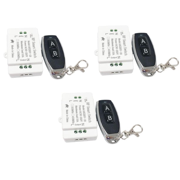 3x Interruptor de control remoto inalámbrico, (botón a / B) Lámpara / Luz Interruptor remoto inalámbrico digital de pared - Receptor y transmisor, 433 Baoblaze Interruptor de control remoto inalámbrico