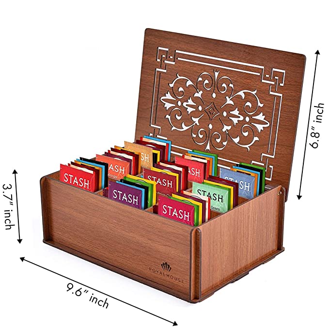 Stash Tea Bags Sampler Assortment Box - 80 COUNT - Perfect Variety Pack in Wood (MDF) Gift Box - Gift for Family, Friends, Coworker (Brown)