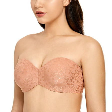 

DELIMIRA Women s Strapless Minimizer Bra for Large Bust Underwire Non-Padded Jacquard