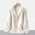 thumbnail image 2 of IROINNID Women's Long Sleeve Zip Up Coat Turndown Lapel Short Cover-up Ladies Thickened Windproof Warm Fleece + Coral Fleece Fleece Camouflage Sweater Jacket, Beige, 2 of 7