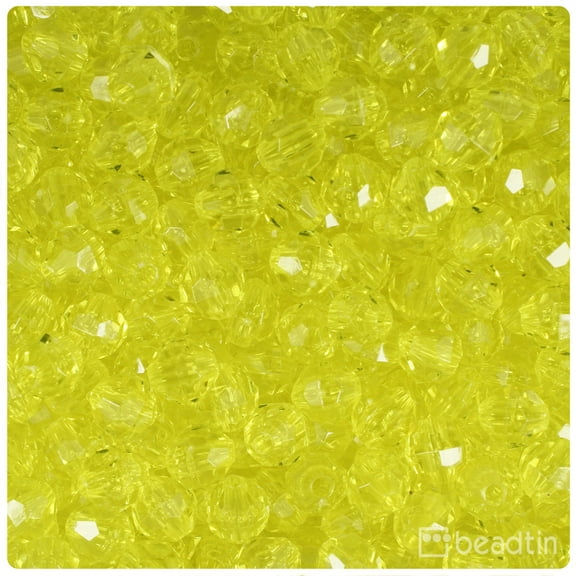 BeadTin Yellow Transparent 8mm Faceted Round Craft Beads (450pcs)