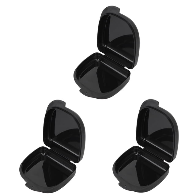Estuche De Retenedor, Estuche Protector Bucal Seguro, Funda Protectora A Presión De 3 Piezas, Tienda Negra, Media Dentadura Postiza Para Accesorios