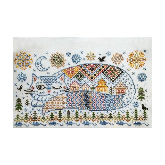 Pintura de invierno con gatos, bordado completo con cuenta de puntadas, para principiantes, adultos, manualidades, bricolaje, hogar