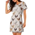 thumbnail image 2 of Easygdp Various Chicken Camisón de manga corta para mujer, informal, estampado, 2 of 6
