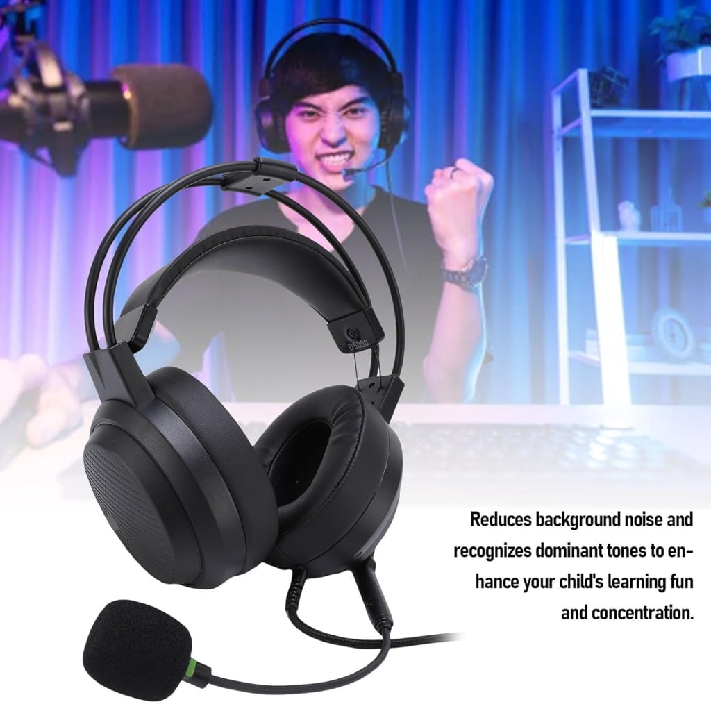 Jesscasday USB Corded Headphones Flexible Metal Microphone Arm Long Cord Immersive Sound