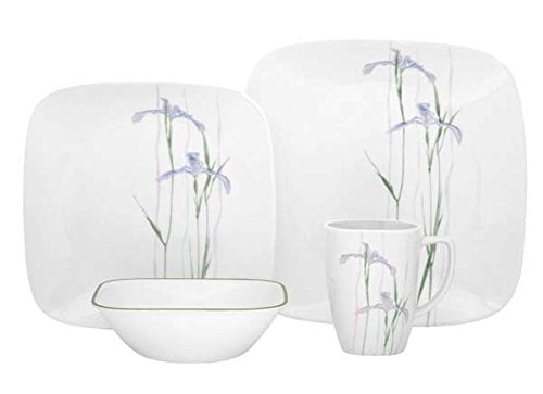 Square 16-Piece Dinnerware Set, Shadow Iris, Service for 4, Service for 4  includes: 4 each 10-1/4