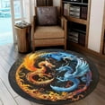 thumbnail image 3 of Brown Cowhide Round Area Rug, faux animal hide circle carpet for living room or office, soft washable non-slip floor mat, rustic ranch style home décor, 3 of 6