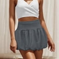 thumbnail image 2 of Women's Double Layer Bubble Hem High Waist Skirt - Solid Color Micro-Stretch Skirt for Casual, Retro, and Vintage-Inspired Fashion,Dark Gray M, 2 of 5