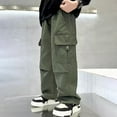 thumbnail image 2 of DXOUPM Boys Pants Drawstring Loose Straight Trousers Casual Lightweight Sweatpants with Pocket, 2 of 4