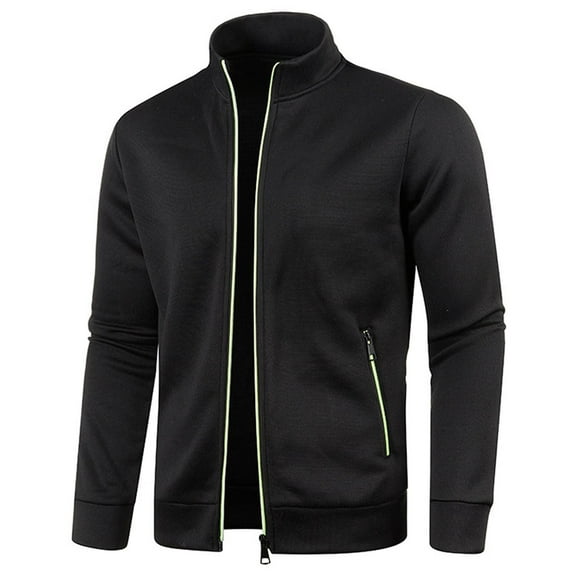 jsaierl Mens Jacket Knit Stand Collar Zip UP Outwear Long Sleeve Casual Slim Fit Cardigan Sweaters