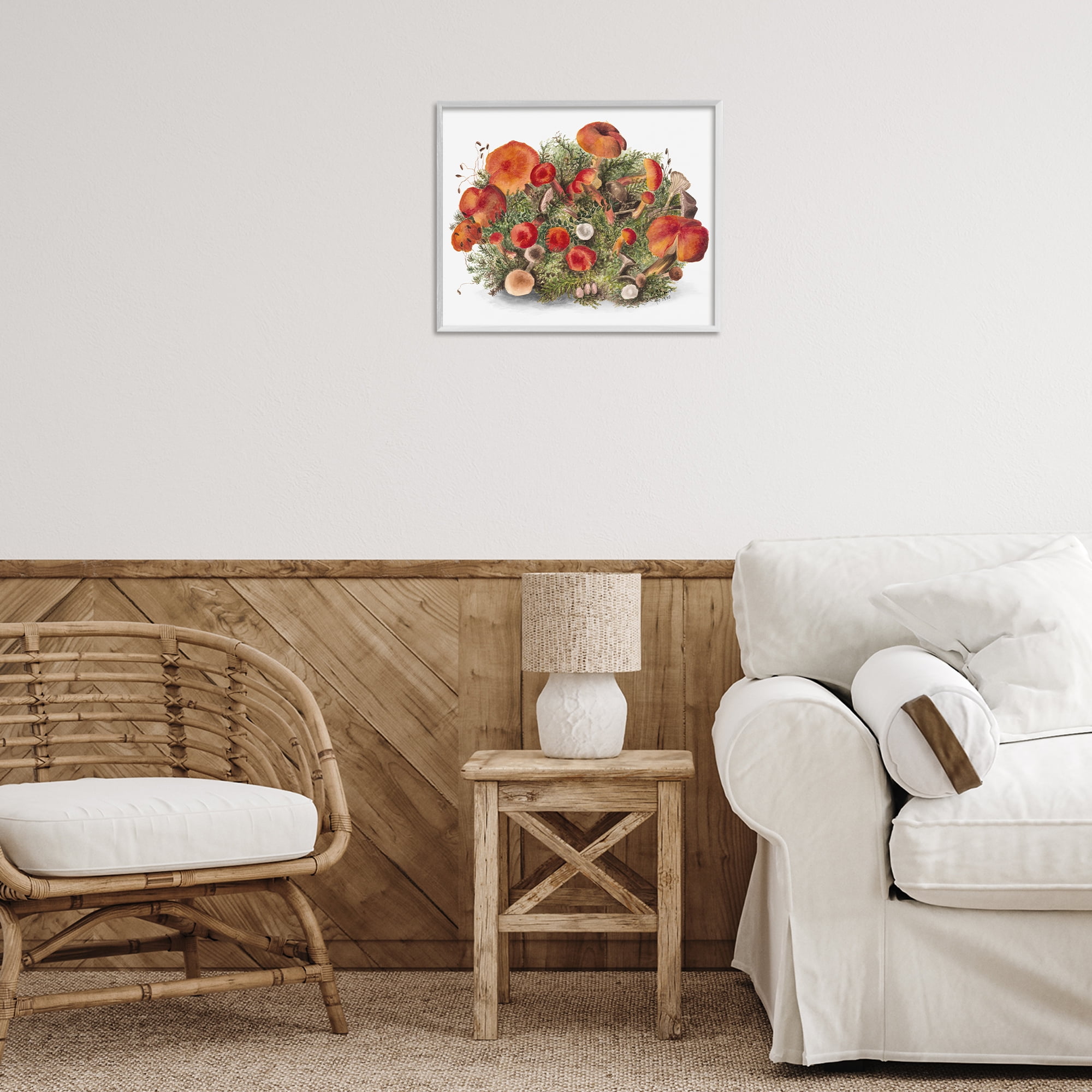 Stupell Industries Rustic Cottage Mushrooms Botanical & Floral Painting White Framed Art Print Wall Art, 20 x 16