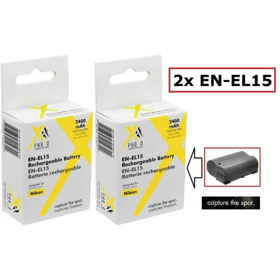 2-Pcs 2400mAh Hi Capacity EN-EL15 Li-Ion Replacement Battery for Nikon EN-EL15
