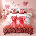 thumbnail image 3 of Homewish Red Bowtie King Bedding for Kids Girls, Sequins Cheetah Print King Bed in a Bag, Polka Dots Reversible, 7pcs, 3 of 7