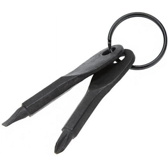 Outdoor Multifunctional Pocket Mini Tool Screwdriver Set 2 Key Stainless Steel Keychain(Black)