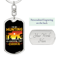 thumbnail image 2 of Hunting Natural Fact Black Stainless Steel or 18k Gold Premium Swivel Dog Tag Keychain, 2 of 10