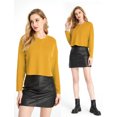 thumbnail image 2 of SSLR Oversized T-Shirts for Women Long Sleeve Crop Tops Henry Neck Waffle Ribbed Top, 2 of 8