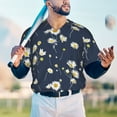 thumbnail image 5 of Zufioo Daisies Flowers Print Men's Baseball Short Sleeve, Moisture Wicking Button-Down Hip Hop Tee-Medium, 5 of 7