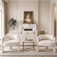 thumbnail image 2 of Pirecart Modern Velvet Accent Chair for Living Room, Upholstered Reading Chair, Side Arm Chairs with 3 Legs for Bedroom, Office, White, 2 of 11