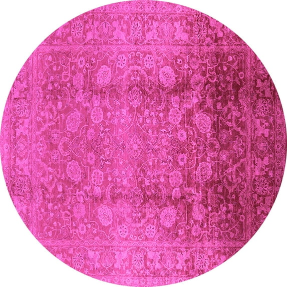 Ahgly Company Indoor Round Oriental Pink Industrial Area Rugs, 6' Round