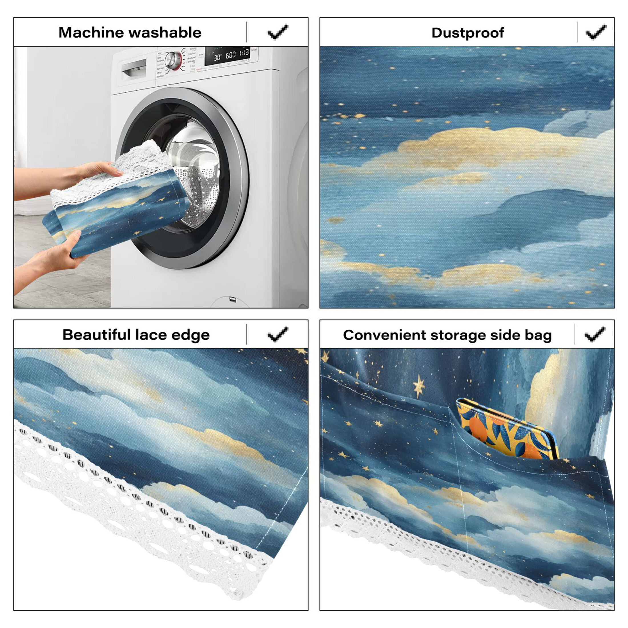DEIARA Nice Starry Sky Washing Machine Cloth Dryer Refrigerator Top Cover Protective Non-Slip Mat For Kitchen Laundry
