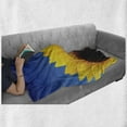 thumbnail image 6 of Yellow and Blue Soft Flannel Fleece Throw Blanket, Sunflower with Summer Sky Agriculture Themed Digital Design, Cozy Plush for Indoor and Outdoor Use, 50" x 60", Dark Brown Yellow, by Ambesonne, 6 of 6