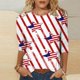 thumbnail image 1 of ICHUANYI Clearance Women's Fashion Three Quarter Sleeve Retro Round Neck Independence Printed Loose Tops Blouse Three Quarter Sleeve(White, M) ICHUANYI WER2023080815104, 1 of 4
