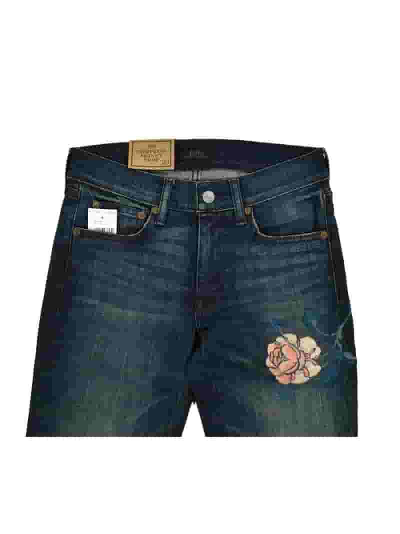 PALE BLUE JEANS WITH FLORAL EMBROIDERY, BABY PALE BLUE JEANS WITH FLORAL EMBROIDERY, BABY